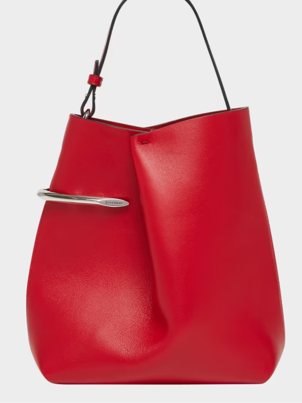 Givenchy Red Pinch-Style Leather Shoulder Bucket Bag